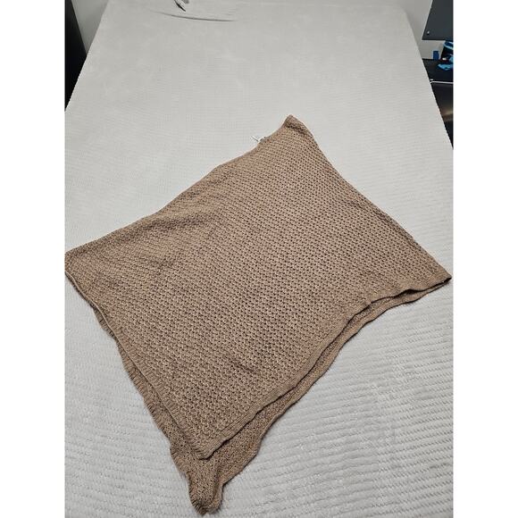 J Jill Poncho Sweater Womens Medium Light Brown Crochet Knit - Picture 5 of 6